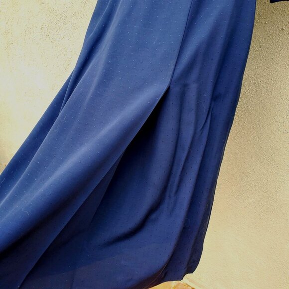 Vintage 1940s Navy Blue Rayon Wiggle Dress Curvy Hourglass 10 12 - Picture 8 of 12